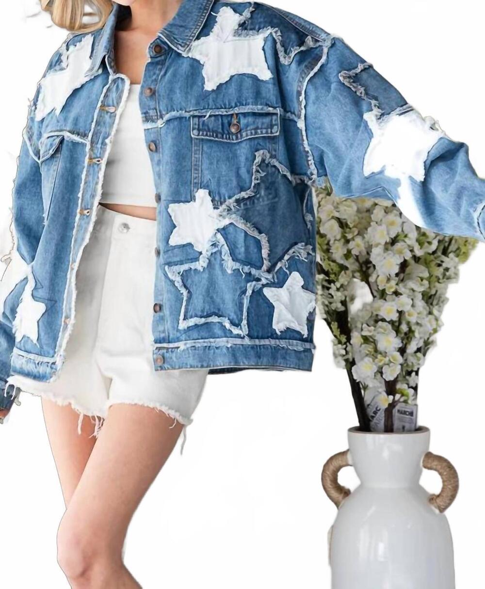 NEW OLI & HALI mineral washed star patched jacket in natural - Picture 2 of 4